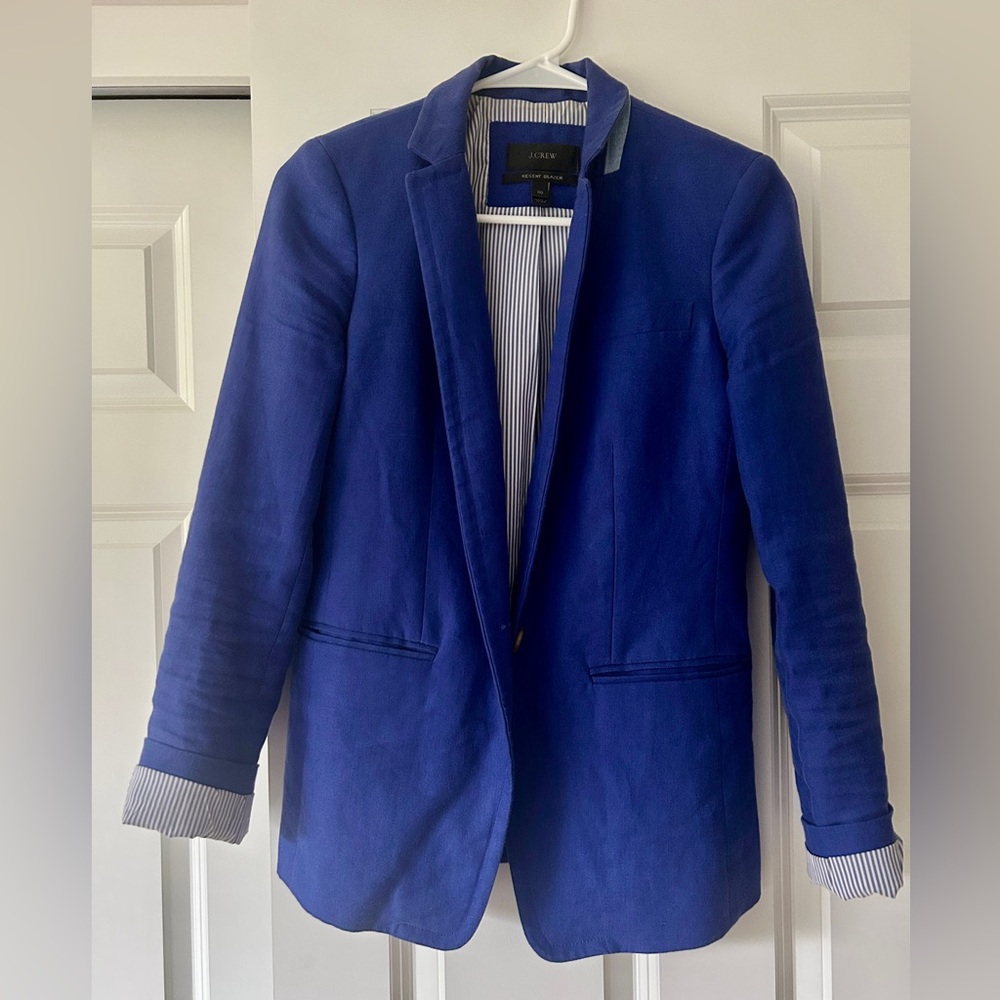 Jcrew regent linen blazer Baltic blue size 00